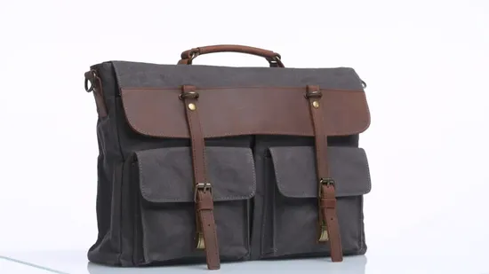 Водонепроницаемая холщовая сумка-мессенджер из веганской кожи, мужской портфель для ноутбука, сумка с регулируемым ремешком (RS