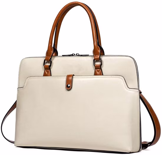 Тонкий деловой портфель большой емкости, масляный воск, искусственная кожа, 15,6-дюймовая женская сумка через плечо для ноутбука